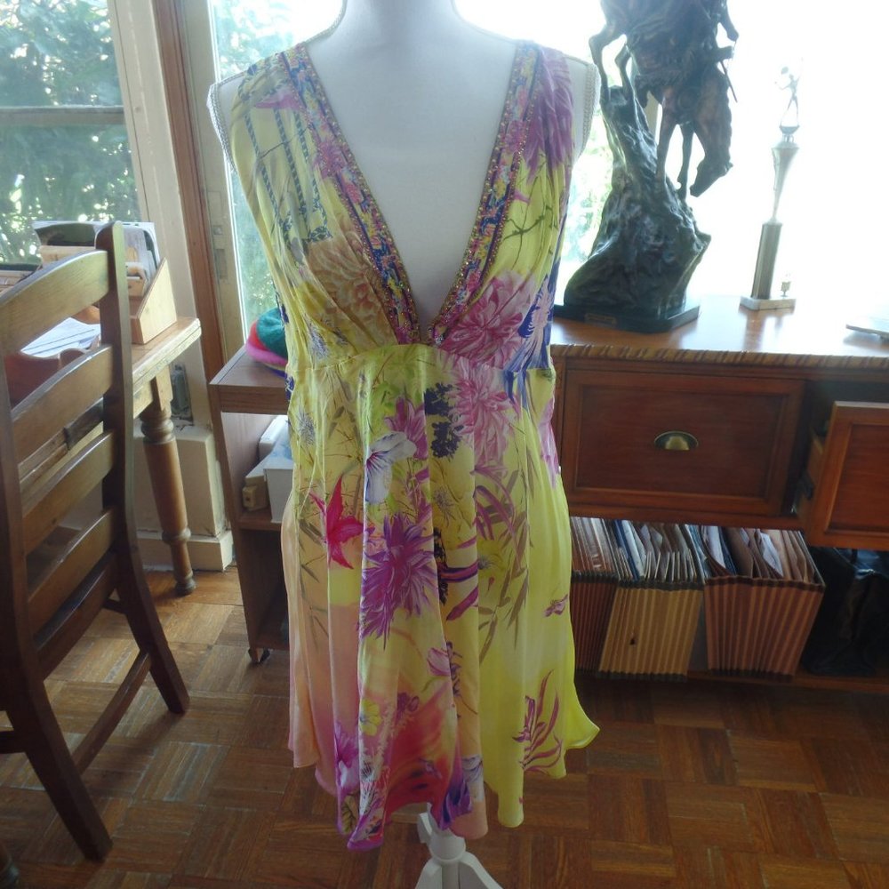 Camilla- Plunge Neck Mini Dress- How Does Your Garden Grow